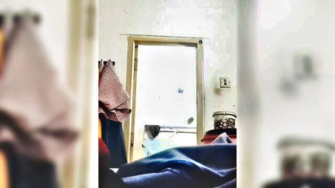Blurry Desi girl bathing solo in bathroom, amateur nude tease