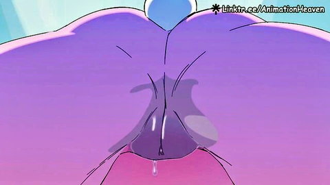 Hentai purple-skinned girl spreads big ass showing wet pussy and anus