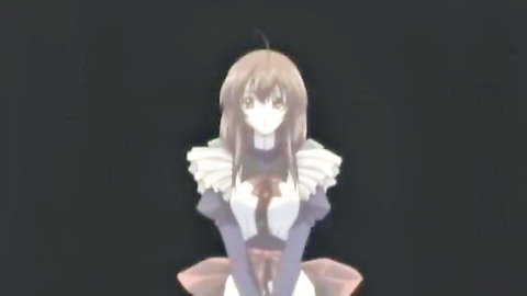 Cute anime girl in frilly dress posing innocently, pin-up style