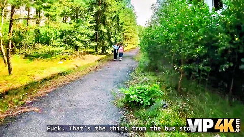 Sata Jones walking in woods with Stanley Johnson, outdoor VIP4K porn encounter