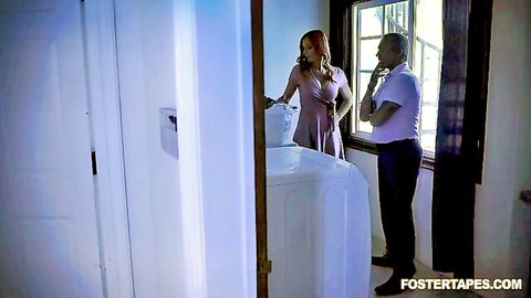 Redhead in purple dress teases older man in Are You Gonna Be A Good Girl