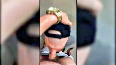 Blurry POV blowjob with backwards black cap and gold watch hand
