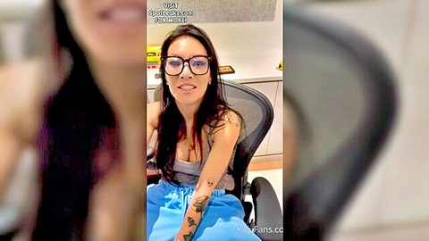 Asian beauty with glasses and tattoos in POV OnlyFans tease, big tits