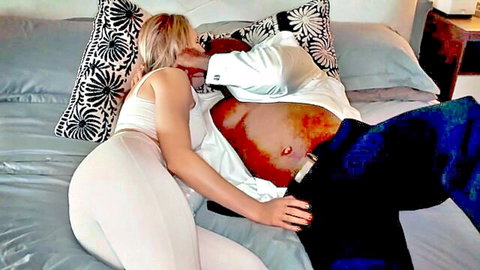 Lexa Skye hotwife in white lingerie kisses DFWKnight during breeding session