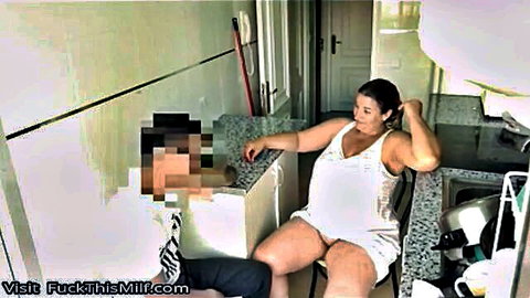 Curvy MILF Mayra spreads legs in white dress for best friend's son