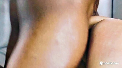 Leah Gotti's curvy black body, large breasts and hips in steamy side pose