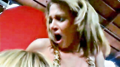 Blonde MILF with big tits in intense gloryhole oral experience