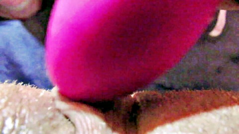 Wife's huge clit masturbation with purple vibrator, intense squirting