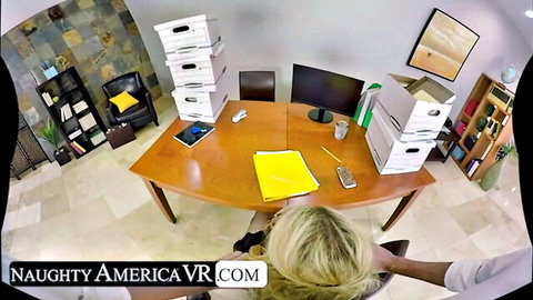 Blonde Kayla Kayden at office desk in POV, teasing assistant style