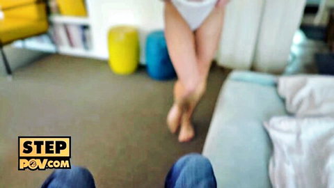 Alexa Flexy in POV white thong tease, slim teen sister-in-law ass view