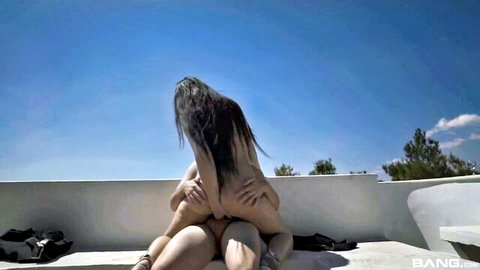 Alice Alisaki nude outdoor sex, arching back with big boobs exposed