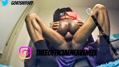 Heavan Lee spreads her big ebony ass in explicit solo pose