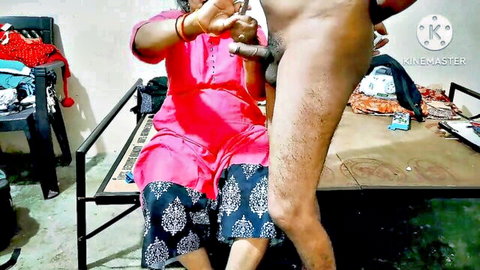 SexyNEBBW Indian BBW cougar giving expert blowjob in red dress