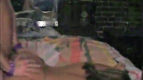 Amateur babe legs spread wide exposing shaved pussy on bed as hand grips thigh