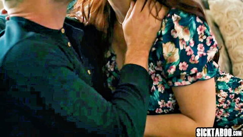 Syren De Mer in floral dress passionately kissed on neck by man
