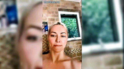 Lindsey Pelas topless blonde in steamy bathroom nude live stream