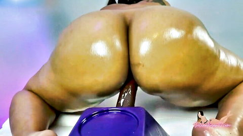 Selena Ryan's big oiled Latina ass twerking on thick dildo