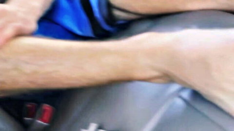 Luca chilling in car, teasing with bare feet in foot fetish scene