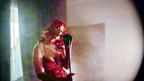 Jessica Rabbit cosplay in red dress with microphone for POV JOI porn