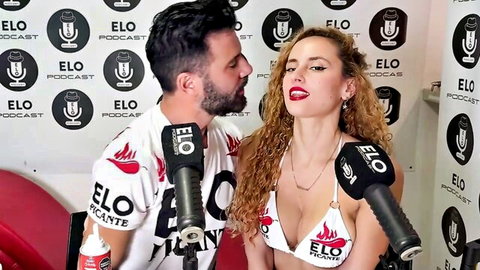 Tefi Santi in sexy white bikini top on hot ELO podcast interview