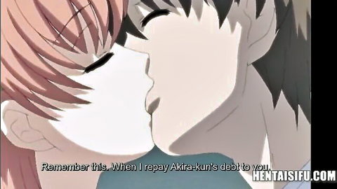 Anime couple in passionate kiss from hentai video Straight out of his imagination