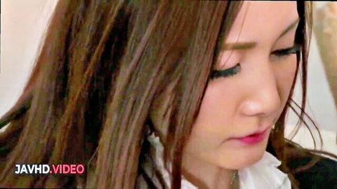 Misuzu Tachibana voluptuous office cougar close-up in blouse for JAV tights threesome