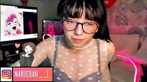 Petite Colombian camgirl in sheer top teases body on webcam