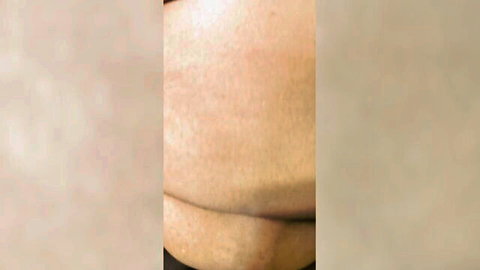 Older Black BBW showing curves in black panties