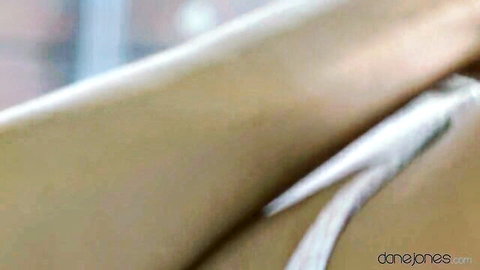 Morgan Moon solo masturbation, legs spread in white stockings