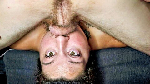 SBBW deep throating cock upside down in intense oral scene