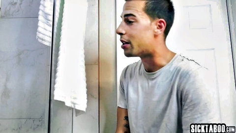 Kali Roses hot stepsister bathroom tease with handsome guy