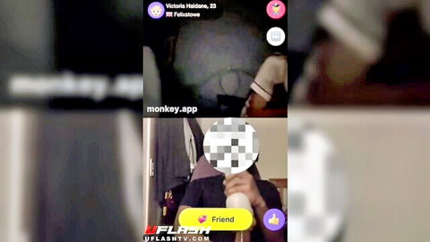 Victoria H 29 flashing censored pussy in Monkey app video chat