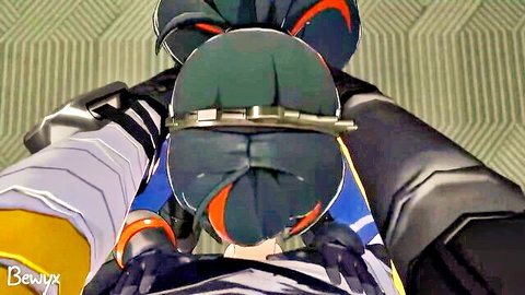 Zhu Yuan in tight armor bent over for surprise inspection POV