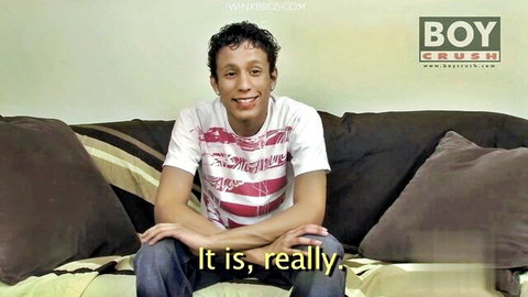 Cale smiling in casual conversation on couch, Boy Crush gay thumbnail