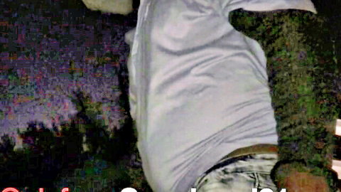 Amateur black guy pulling down jeans outdoors, exposing firm ass at night