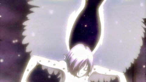 Anime angel with white hair and glowing wings in ethereal pose from Angel Core Ep.2