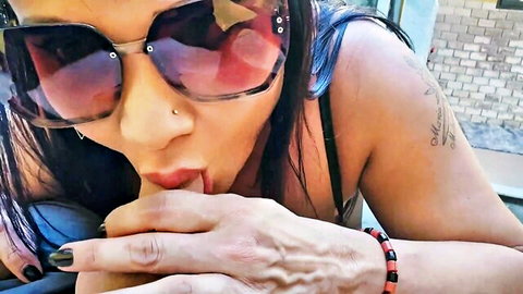 Bianca Naldy, mature Latina cougar seductively sucking finger in revealing top