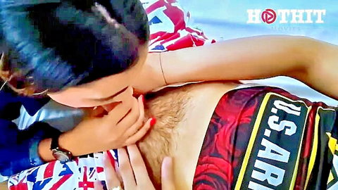 Indian wife passionately kissing lover's chest in cheating scene