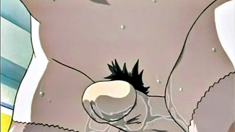Hentai office girl with big breasts and erect futanari penis in lingerie