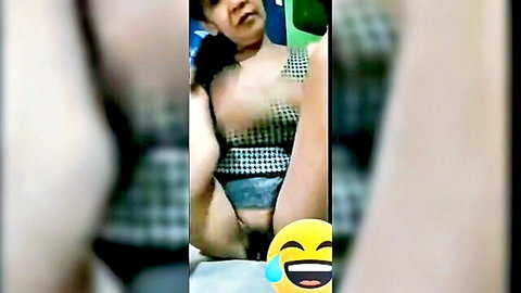 Indonesian MILF flashing breasts and pussy in checkered top