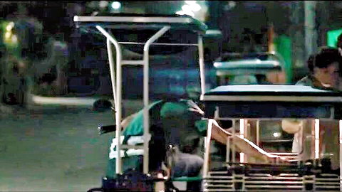 Filipino woman in green cloth on tricycle in erotic Kaliwaan Vivamax scene