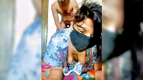 Pakistani woman in mask fucked from behind by naked man