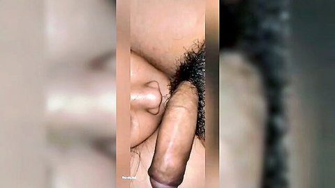 Blurry close-up of curvy Asian woman sucking thick cock, amateur oral
