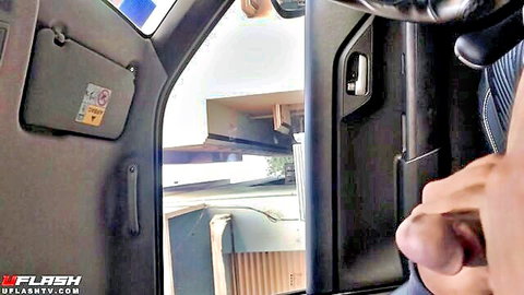 Desi women in truck cab watching erect penis close-up POV