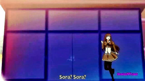 Anime schoolgirl Sora in sexy uniform posing teasingly, 18yo first time with stepbrother