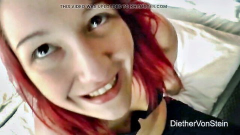 Sweet Nina redhead smiling close-up in amateur strip tease