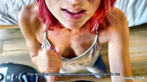 Redhead FrenchyTouch teases with suggestive hand gesture in POV fantasy