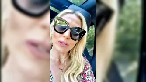Blonde French MILF Diamanta in POV car tease with sunglasses