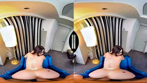 Curvy Asian babe big ass nude in hot VR porn video from behind