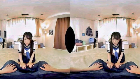 Japanese schoolgirl in VR POV spreading legs seductively